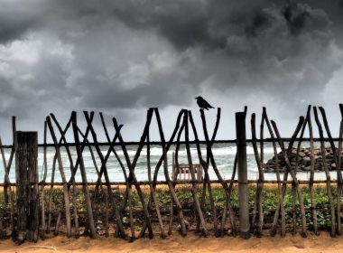 Storm clouds over a beach
