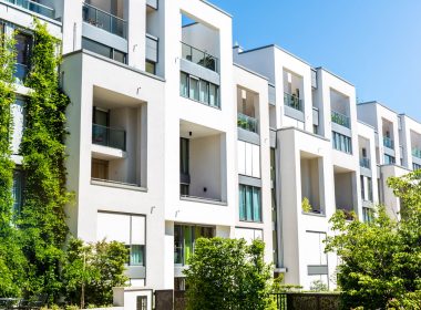 Exterior view of row of modern apartments