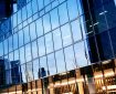 Exterior view of glass office building