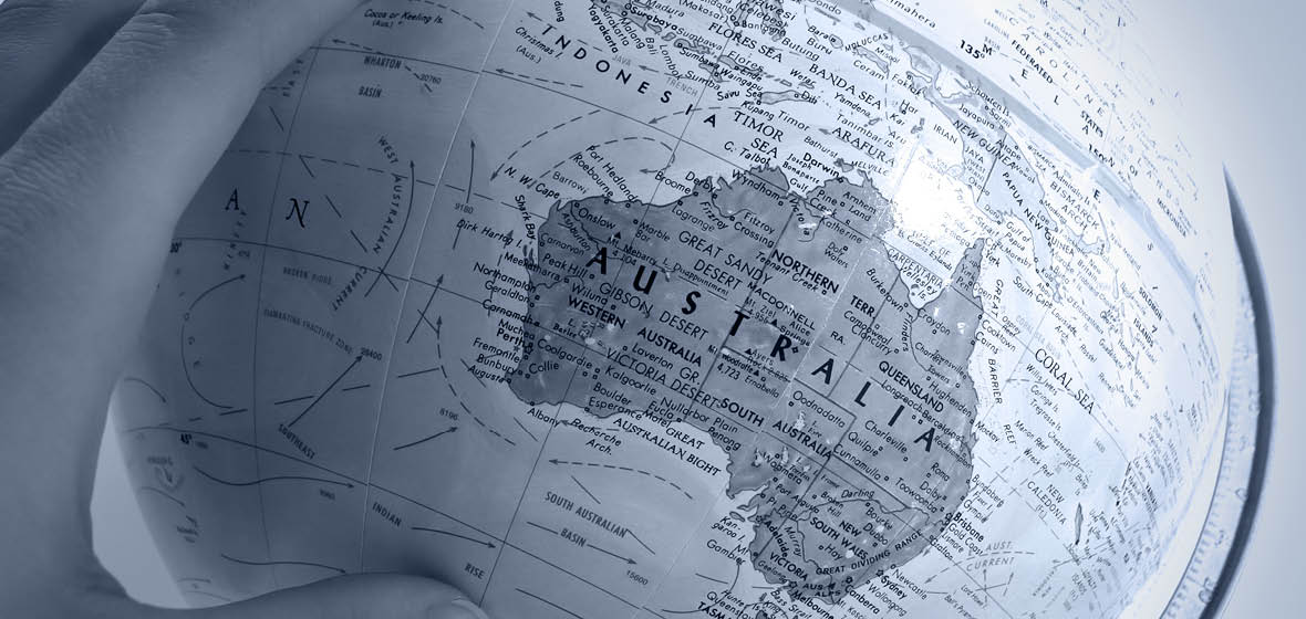 Globe of the world featuring Australia
