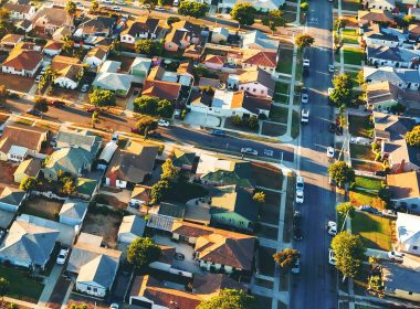 Aerial view a residential neighbourhood