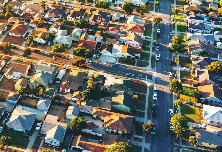 Aerial view a residential neighbourhood