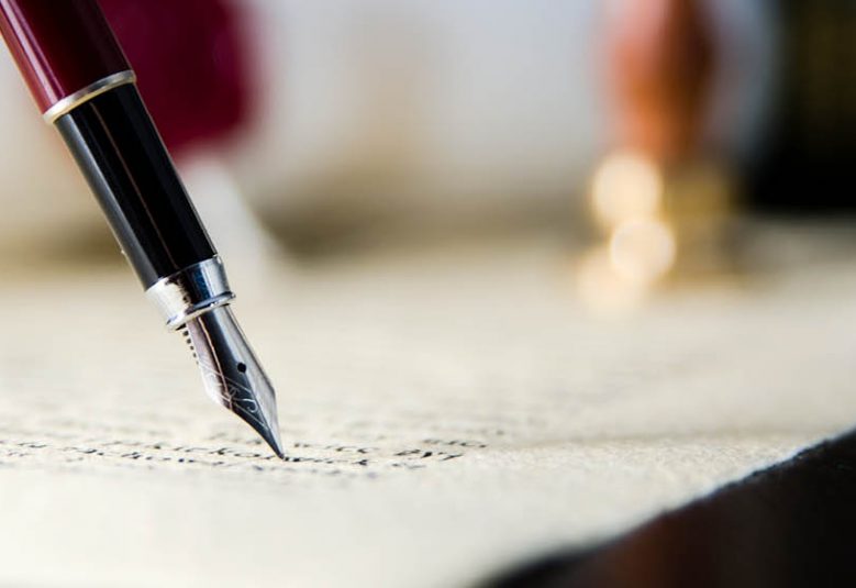 Fountain pen on a document