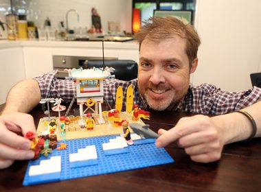 Damien MacRae with the #SunSmart lego set
