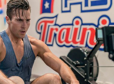Jordan McCreary using exercise equipment