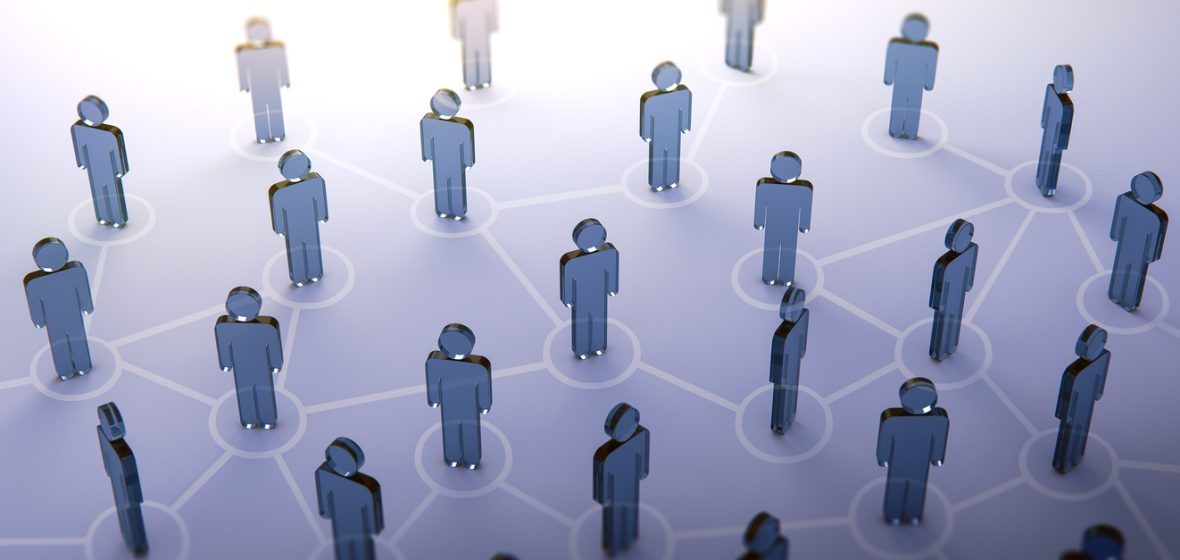 Digital image of human figures in a group, connected by lines