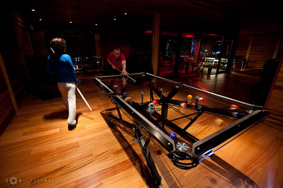 Glass-topped pool table