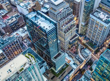Aerial view of city CBD