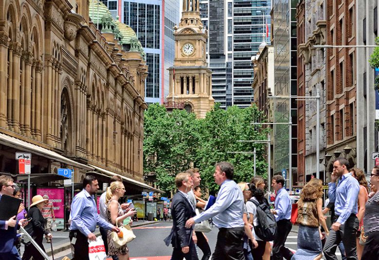 pedestrian crossing in Sydney CBD