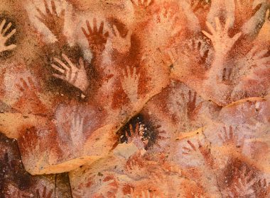Rock painting of hand prints